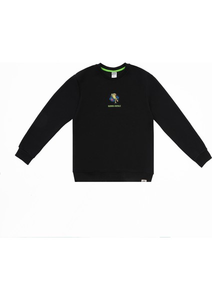 Raining Animals Kurbağa Nakışlı Sweatshirt Özel Tasarım Hoptimist Unisex Şardonlu