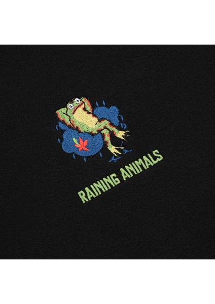 Raining Animals Kurbağa Nakışlı Sweatshirt Özel Tasarım Hoptimist Unisex Şardonlu modelleri