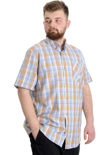 Mode Xl Büyük Beden Erkek Gömlek Ekose Kısa Kollu 23301 Yeşil fiyatları