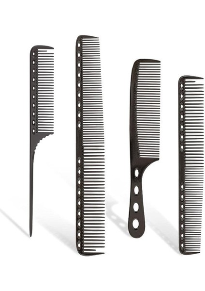 Siyah 4 Adet Nokta Paslanmaz Çelik Saç Kesimi Tarak Kuaförlük Alüminyum Tarak Anti-Statik Ucu Kuyruk Tarağı Salon Kuaför Malzemeleri (Yurt Dışından)
