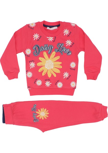 Kız Çocuk Fuşya Daisy Love Papatya Baskılı 2'li Takım