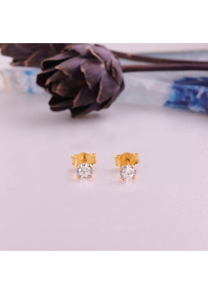 925 Ayar Gümüş Minimal Tektaş Küpe- Çap:3,25 mm fiyatları