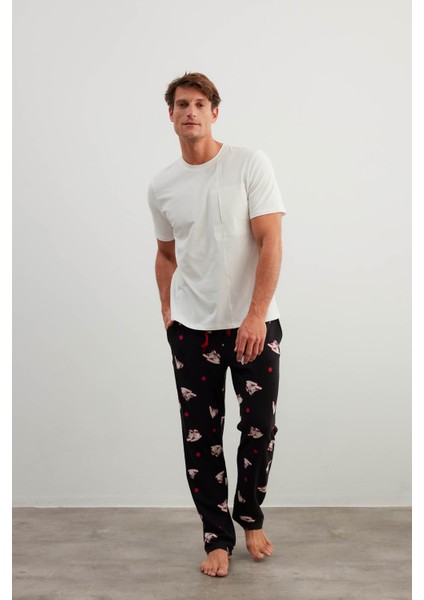 Erkek Pamuklu Kısa Kollu Uzun Pijama Takımı modelleri
