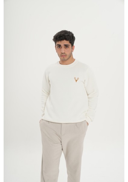 Unisex Pamuklu Içi Polarlı Bisiklet Yaka Sweatshirt fiyatları