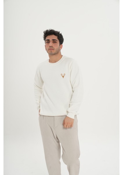 Unisex Pamuklu Içi Polarlı Bisiklet Yaka Sweatshirt modelleri