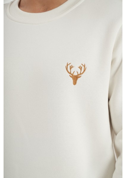 Unisex Pamuklu Içi Polarlı Bisiklet Yaka Sweatshirt indirimleri