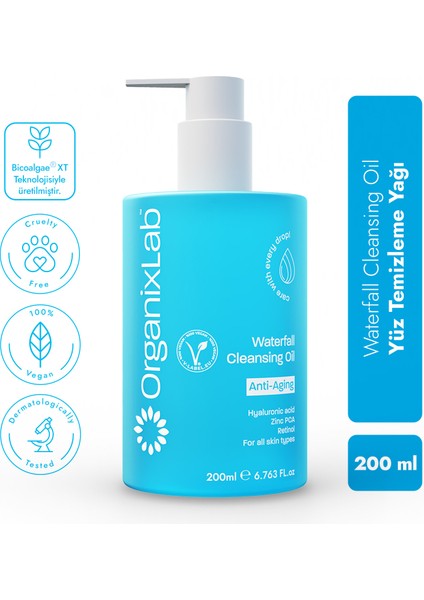 Waterfall Yüz Temizleme Yağı I Gençleştiren Yaşlanma Karşıtı I Hyaluronik Asit, Retinol 200 ml