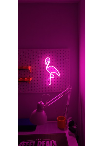 Flamingo Neon LED Dekorasyon Aydınlatma Tablo Uzaktan Kumandalı Pembe Renkli