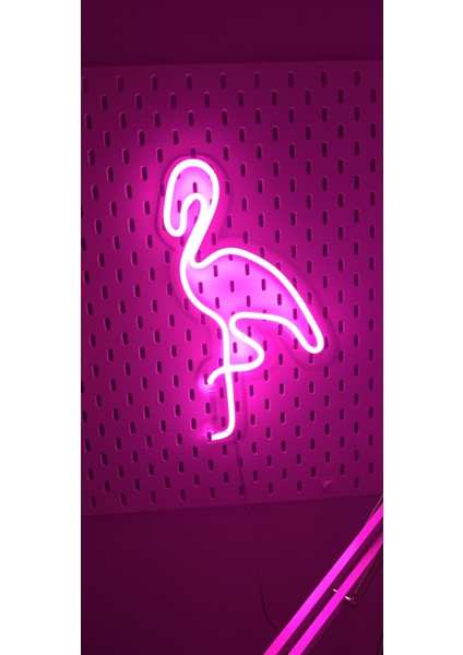 Flamingo Neon LED Dekorasyon Aydınlatma Tablo Uzaktan Kumandalı Pembe Renkli