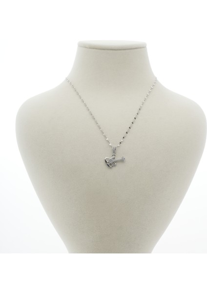 Zirkon Taşlı Gitar Model 316L Çelik Kadın Kolye