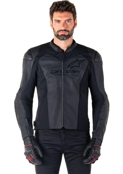 Alpinestars Faster V3 Air Korumalı Deri Motosiklet Montu Siyah / Siyah