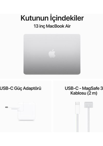 MacBook Air M3 24GB 512GB SSD macOS 13" Taşınabilir Bilgisayar Gümüş MC8N4TU/A