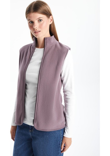 Lcwaıkıkı Basic Kadın Dik Yaka Düz Polar Yelek