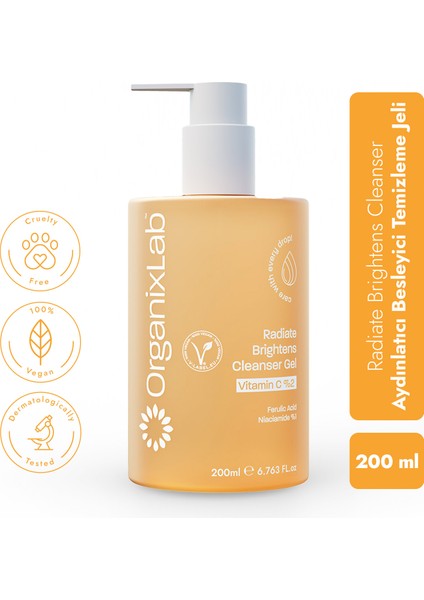 Radiate Brightens C Vitaminli Aydınlatıcı Yüz Temizleme Jeli I Tüm Cilt Tipleri 200 ml