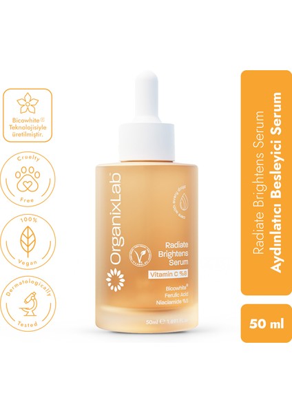 Radiate Brightens C Vitaminli Aydınlatıcı Serum I Cilt Tonu Eşitleyici | Tüm Cilt Tipleri 50 ml