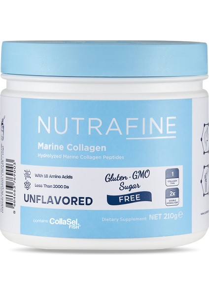 Marine Collagen Premium Doğal Hidrolize Kolajen Peptitler Toz Gıda Takviyesi 210 gr