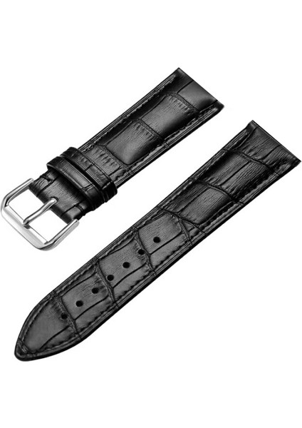 Siyah Yarım Kroko Hakiki Deri Saat Kordonu 22 mm Kayış