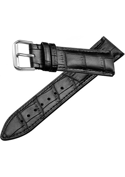 Siyah Yarım Kroko Hakiki Deri Saat Kordonu 24 mm Kayış