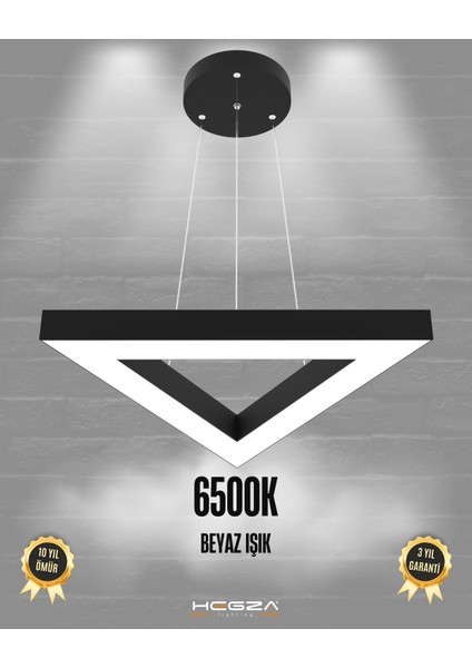 Trian (Siyah Kasa, Beyaz Işık) Ledli Modern Sarkıt Linear LED Avize Salon Mutfak Oturma Odası Yatak Odası Antre Hol LED