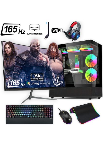 Ventus 511 x Ryzen 7 5700X 16GB 1tb M.2 Nvme Rtx 3060 8gb 24" 165 Hz Oyuncu Masaüstü Bilgisayarı