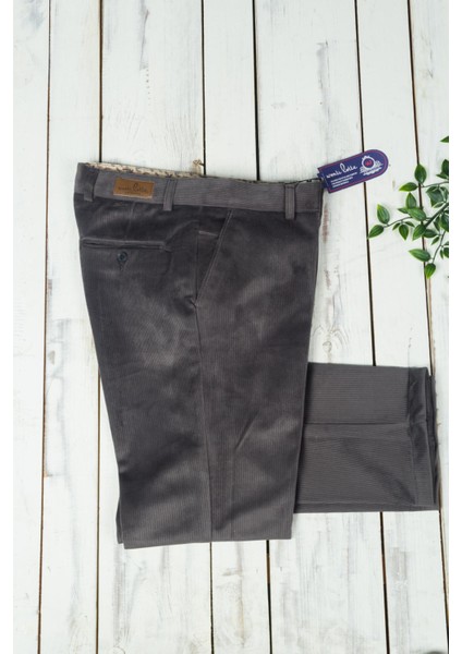 Erkek Gri Kadife Pantolon Classic Düz Desenli Normal Bel 4 Cep ile Şık Görünüm modelleri