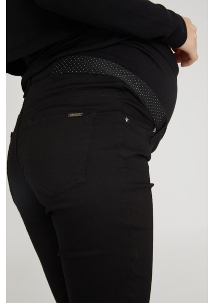 Skinny Fit Likralı Hamile Jean Siyah Pantolon 1040 modelleri