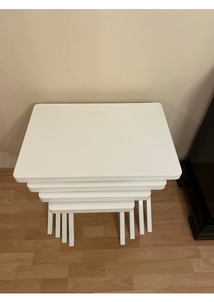 Ahşap Parlak Lake 4'lü Zigon Sehpa Natural Ağaç Büyük Boy Beyaz fiyatları