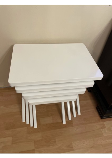 Ahşap Parlak Lake 4'lü Zigon Sehpa Natural Ağaç Büyük Boy Beyaz fırsatları