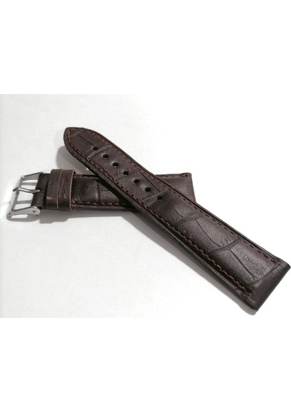 Kahverengi Yarım Kroko Hakiki Deri Saat Kordonu 20 mm Kayış