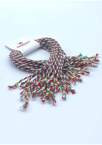 30 Adet Hediyelik Kartlı Jelatinli Yılbaşı Gold Kum Boncuklu Marteniçka Dilek Bilekliği Seti