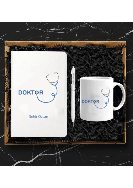 Kişiye Özel Doktor Temalı Defter Kalem Kupa Seti