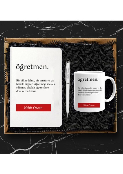 Kişiye Özel Öğretmen Temalı Defter Kalem Kupa Seti
