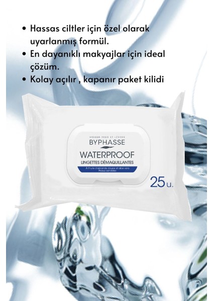 Waterproof Makyaj Temizleme Mendili Hassas Ciltler 25 Adet