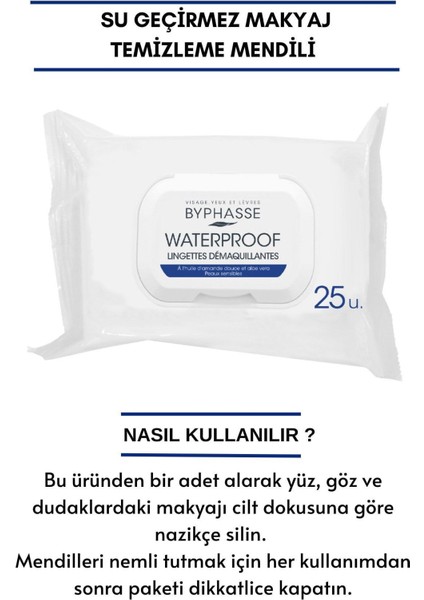 Waterproof Makyaj Temizleme Mendili Hassas Ciltler 25 Adet