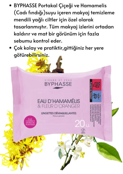 Cadı Fındığı Ve Portakal Çiçeği Özlü Makyaj Temizleme Mendili Yağlı Ciltler 20 Adet fiyatları