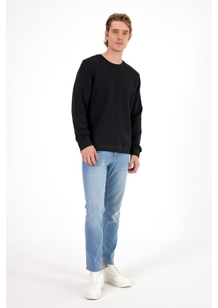 Erkek Rich Siyah Melanj Bisiklet Yaka Regular Fit 3 Iplik Sweatshirt fiyatları