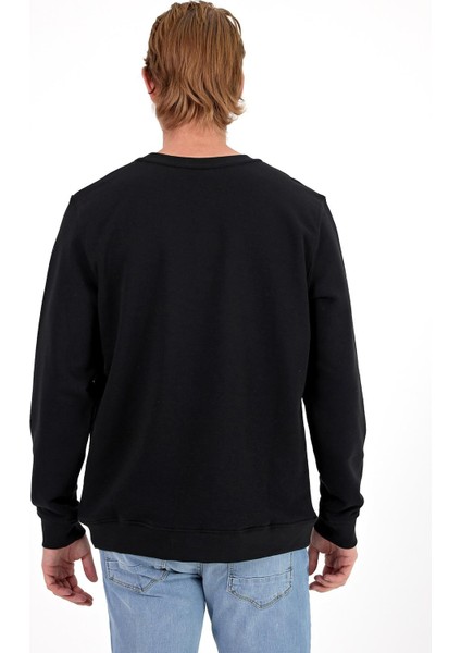 Erkek Rich Siyah Melanj Bisiklet Yaka Regular Fit 3 Iplik Sweatshirt fırsatları