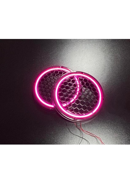 20CM Pembe Neon Işıklı Hoparlör ve Midrange Kapağı 1takım (2ADET) Vidalanabilir