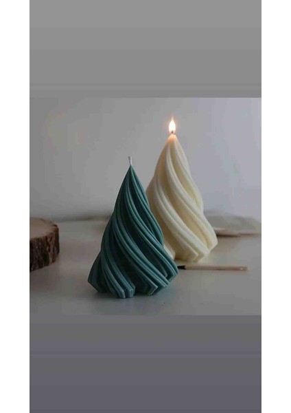 Yeşil Noel Ağacı Kokulu Mum (Yılbaşı, Dekoratif)