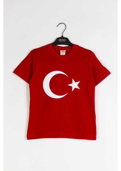 Türk Bayrağı Baskılı Kırmızı Tshirt