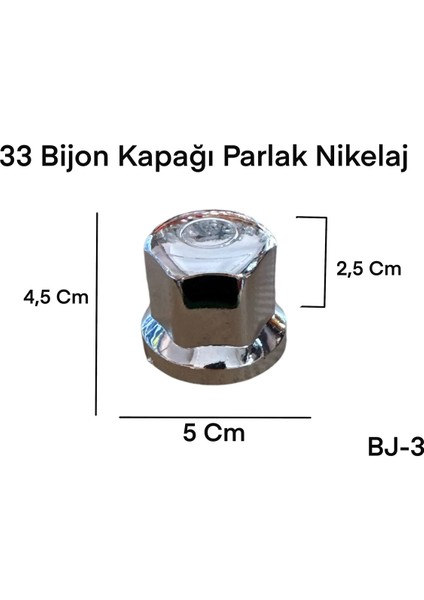 20 Adet 33 Parlak Nikelaj Bijon Kapağı Kamyon Tır ve Otobüs Uyumludur