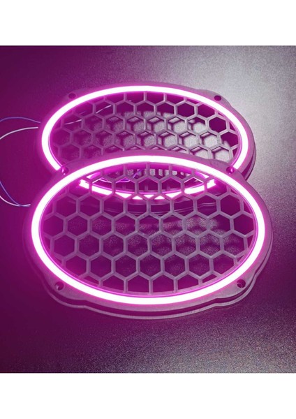 Pembe Neon Işıklı 6x9 Oval Hoparlör ve Midrange Kapağı 1takım (2ADET)