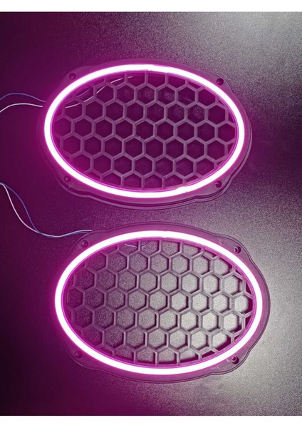 Pembe Neon Işıklı 6x9 Oval Hoparlör ve Midrange Kapağı 1takım (2ADET)