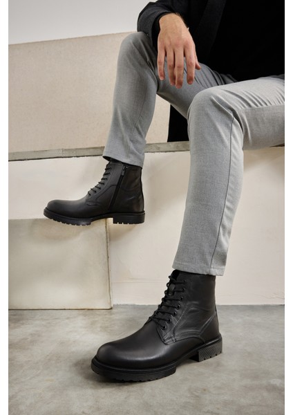 Ziya, Erkek Hakiki Deri Bot 143423Z2106 Siyah