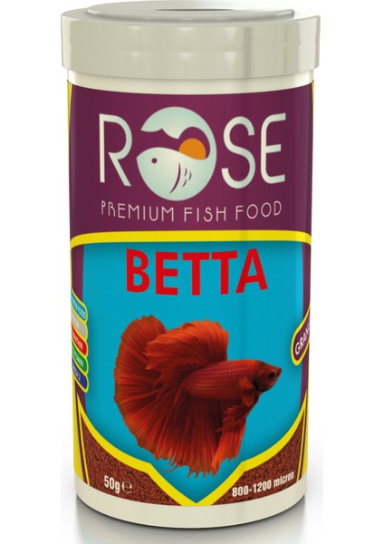 Betta Granulat 100 ml Rose 100 ml Beta Balığı Yemi Multivitamin 30 cc