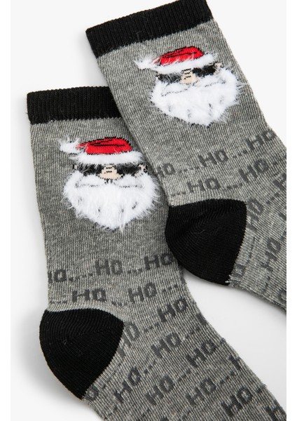 Soket Çorap Noel Baba Baskılı Yılbaşı Temalı