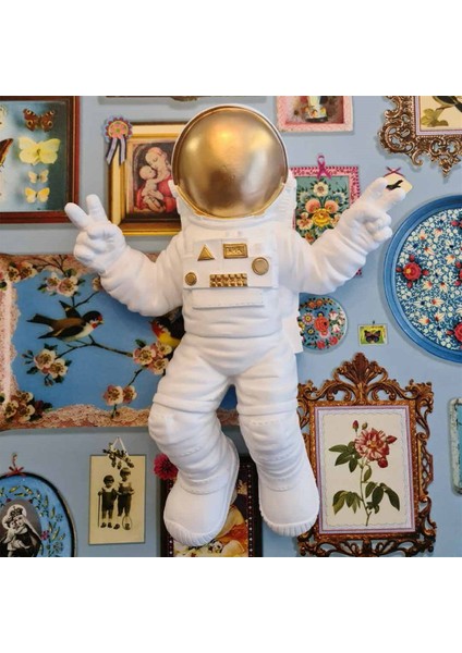 Astronot Duvar Dekor Biblo Beyaz Gold