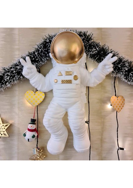 Astronot Duvar Dekor Biblo Beyaz Gold