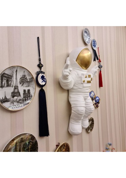 Astronot Duvar Dekor Biblo Beyaz Gold