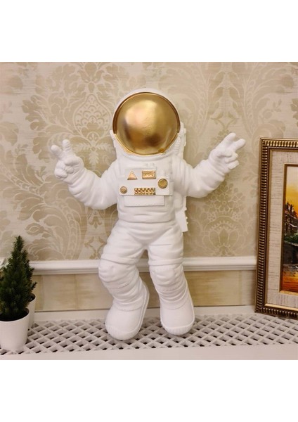 Astronot Duvar Dekor Biblo Beyaz Gold